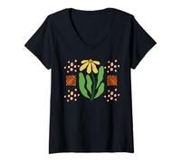 Donna Wildflower Matisse Girasole Vintage Pianta Botanica Gardeni Maglietta con Collo a V