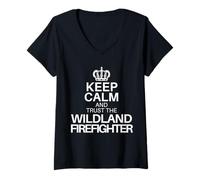 Donna Wildland Vigile del Fuoco Soccorso Foresta Vigili del Fuoco Antincendio Maglietta con Collo a V