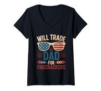 Donna Will Trade Dad For Petardi Ragazzi Ragazza 4 di luglio vestito Maglietta con Collo a V