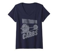 Donna Will Train for Carbs PRO Fitness Wear per Il Tuo Ragazzo Maglietta con Collo a V