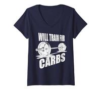 Donna Will Train for Carbs PRO Fitness Wear per Il Tuo Ragazzo Maglietta con Collo a V