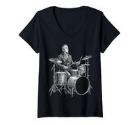 Donna William Henry Harrison Batteria Maglietta con Collo a V