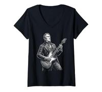 Donna William Henry Harrison Chitarra Maglietta con Collo a V