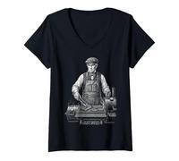 Donna William Henry Harrison Grill BBQ Maglietta con Collo a V
