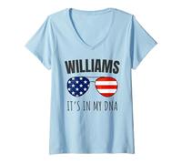 Donna Williams Family Heritage È nel Mio Dna Patriotic USA Maglietta con Collo a V