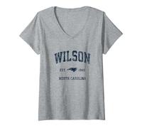 Donna Wilson North Carolina NC Athletic Navy, design sportivo vintage Maglietta con Collo a V