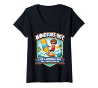 Donna Windsurf Boy Like A Normal Boy Only Cooler Windsurf Kids Maglietta con Collo a V