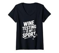 Donna Wine Testing è Il Mio Sport Divertente Amante del Vino Maglietta con Collo a V