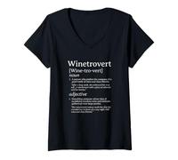 Donna Winetrovert Definizione Divertente Wine Lover Design Maglietta con Collo a V