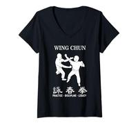 Donna Wing Chun Arti Marziali Disciplina Pratica Filosofia Maglietta con Collo a V