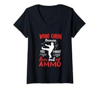 Donna Wing Chun, tifoso cinese di arti marziali da combattimento e sport da combattimento Maglietta con Collo a V