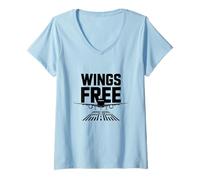 Donna Wings Free Airplane Fly Aviazione Aereo Appassionato Maglietta con Collo a V