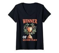 Donna Winner Of Second Place Scherzo perdendo il successo - Maglietta con Collo a V