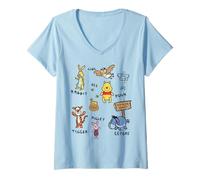 Donna Winnie The Pooh Doodle Sketch Characters Maglietta con Collo a V