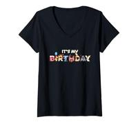 Donna Winnie The Pooh & Friends It's My Birthday Party Gift Maglietta con Collo a V