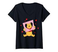 Donna Winnie The Pooh Heart Paper Valentine Maglietta con Collo a V