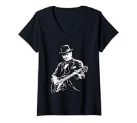 Donna Winston Churchill Suonare Chitarra Design Maglietta con Collo a V