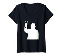 Donna Winston Churchill Victory Sign British WWII Icona Maglietta con Collo a V