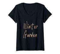 Donna Winter Garden Florida Design Vintage Elegante Maglietta con Collo a V
