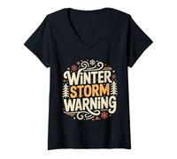 Donna Winter Storm Warning Avviso meteorologico meteorologico |- Maglietta con Collo a V