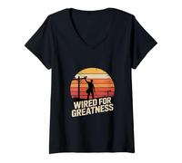 Donna Wired For Greatness Lineman Tramonto Maglietta con Collo a V