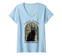 Donna Witch Black Cat Hex The Patriarchy Maglietta con Collo a V