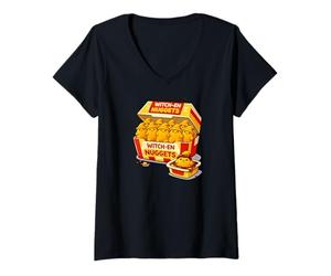 Donna Witch-en Nuggets Funny Witch Chicken Nugget Halloween Meme Maglietta con Collo a V