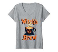 Donna Witch’s Brew Halloween Coffee Cup Maglietta con Collo a V