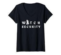 Donna Witch Security - Costume di Halloween Facile per Genitori/Coppie Maglietta con Collo a V