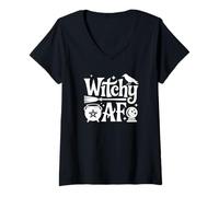 Donna Witchy AF - Citazione Divertente Strega Maglietta con Collo a V