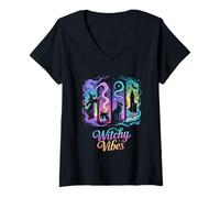 Donna Witchy Vibes - Pozione mistica per Gatti Streghe Maglietta con Collo a V