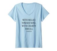 Donna With Malice Toward None Lincoln Citazione Peace Unity Gift Maglietta con Collo a V