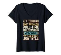 Donna Wizard Job Title Quote - Funny ATV Technician Maglietta con Collo a V