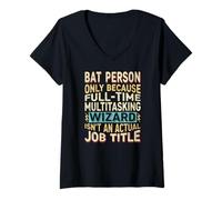 Donna Wizard Job Title Quote - Funny Bat Person Maglietta con Collo a V