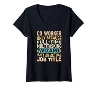 Donna Wizard Job Title Quote - Funny Co-Worker Maglietta con Collo a V