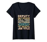 Donna Wizard Job Title Quote - Funny Deputy Maglietta con Collo a V
