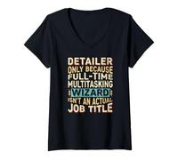 Donna Wizard Job Title Quote - Funny Detailer Maglietta con Collo a V