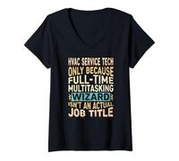 Donna Wizard Job Title Quote - Funny HVAC Service Tech Maglietta con Collo a V