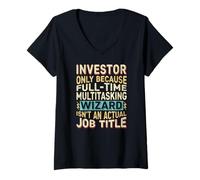 Donna Wizard Job Title Quote - Funny Investor Maglietta con Collo a V
