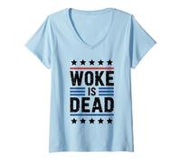 Donna Woke Is Dead Funny Maglietta con Collo a V
