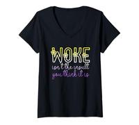 Donna Woke Isn't The Insult You Think it is Enby Flowers Nonbinary Maglietta con Collo a V
