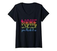 Donna Woke Isn't The Insult You Think it is Pan Flowers Pansexual Maglietta con Collo a V
