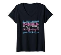 Donna Woke Isn't The Insult You Think it is Trans Flowers Vintage Maglietta con Collo a V