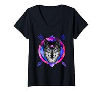 Donna Wolf Animals Funny Graphic Wolve Lover Maglietta con Collo a V