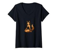 Donna Wolf Girl Pinup Retro I Bite Fursona Fursona Fantasy Art Maglietta con Collo a V