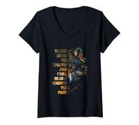 Donna Wolf Leader Citazione Throw Me to The Wolves Motivation Maglietta con Collo a V