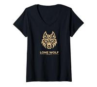 Donna Wolf Lone Wolf Pack Howling Howl Wolf Timber Maglietta con Collo a V