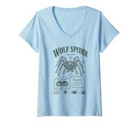 Donna Wolf Spider Lycosidae Arachnid Natural History Maglietta con Collo a V