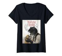 Donna Wolfering Heights Parodia Romanza Gotica Lupo Mannaro Maglietta con Collo a V