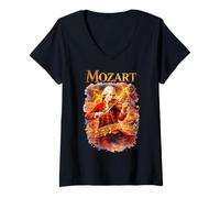 Donna Wolfgang Amadeus Mozart Compositore Maglietta con Collo a V